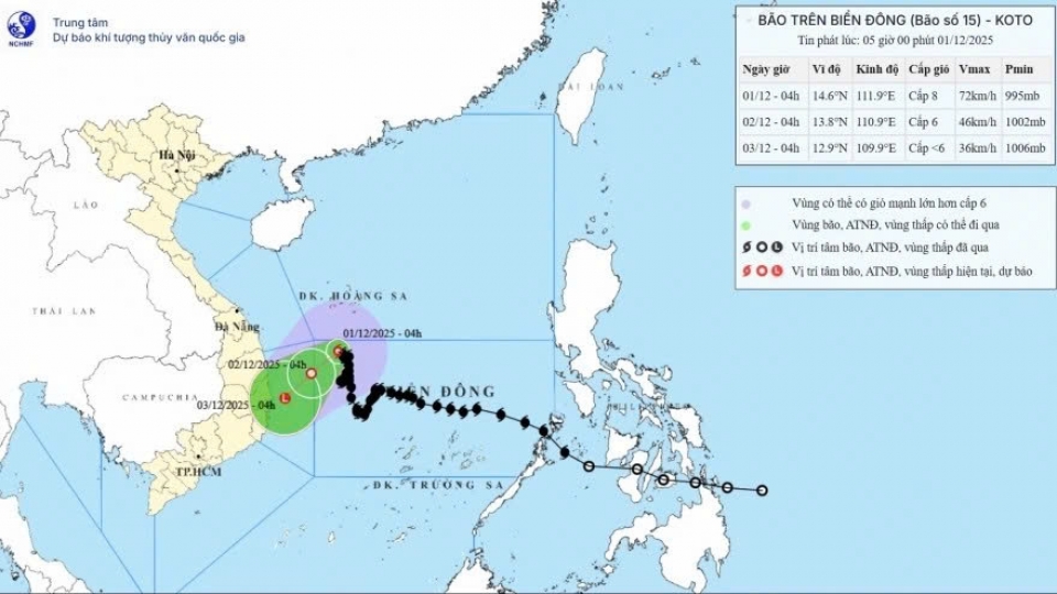 Typhoon Koto changes course, moves slowly along central coast